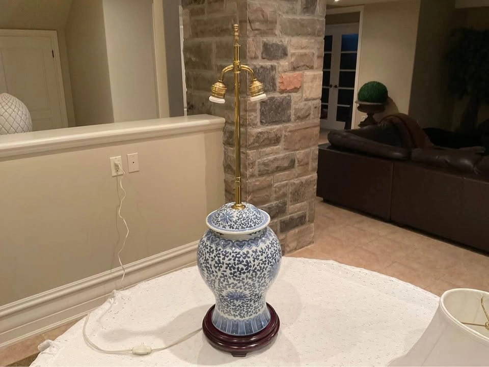 Chinoiserie Table Lamp Vintage Ginger Jar BRASS Adjustable Tole - photo 4