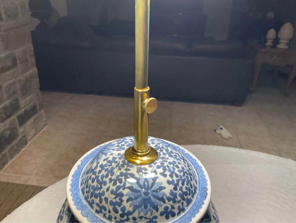 Chinoiserie Table Lamp Vintage Ginger Jar BRASS Adjustable Tole - photo 5
