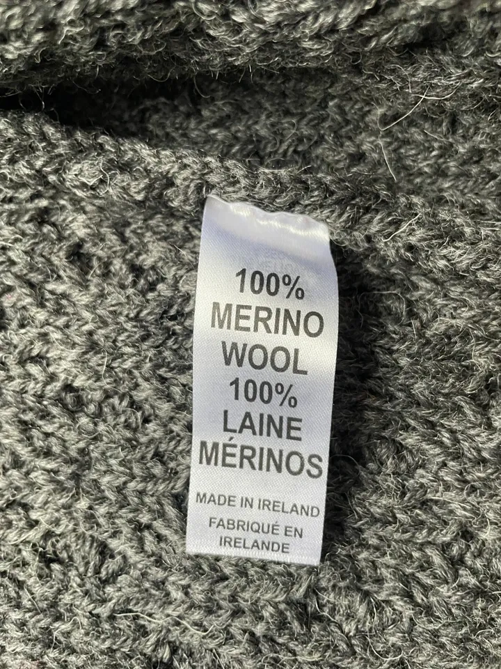 Inis Crafts 100% Merino Wool Zip Up Cable Cardigan Sweater Size - photo 3
