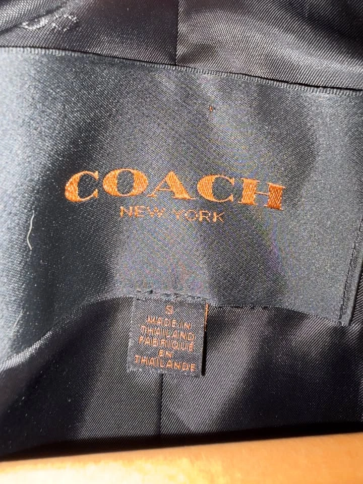 COACH New York Black Double Breasted Short Trench Coat Size S - photo 3
