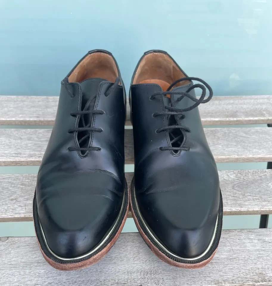 John Fluevog Modvog Mariella Black Gold Rim Women Leather Oxford - photo 2