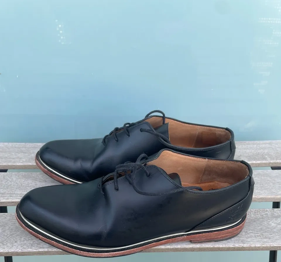 John Fluevog Modvog Mariella Black Gold Rim Women Leather Oxford - photo 3