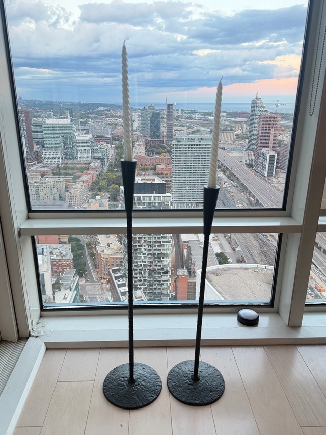 Tall Black Floor Candle Holders (Set of 2) – Modern Style