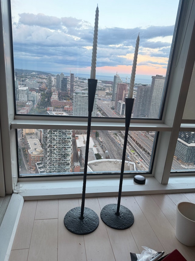 Tall Black Floor Candle Holders (Set of 2) – Modern Style - photo 3
