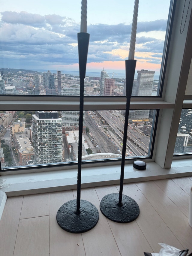 Tall Black Floor Candle Holders (Set of 2) – Modern Style - photo 4