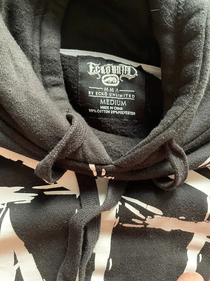 Vintage Ecko Unltd MMA Unlimited Hoodie Over Print Y2k Size M - photo 3