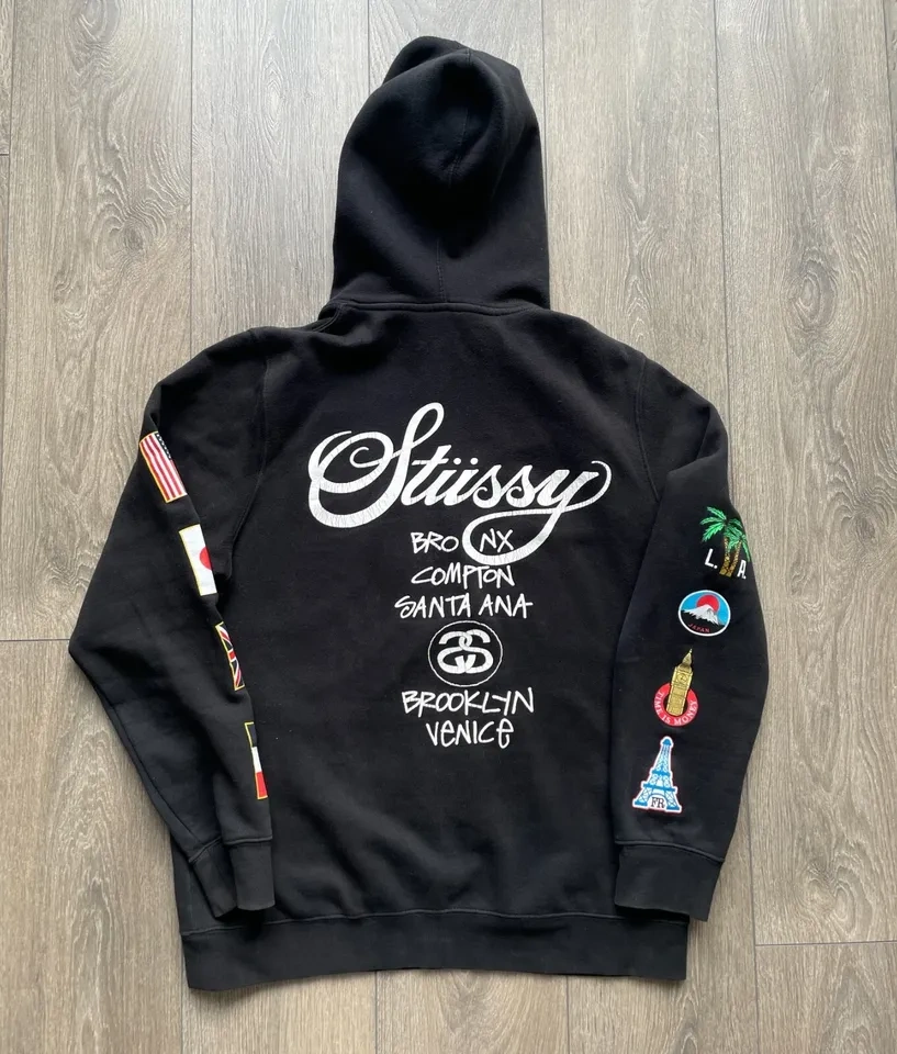 Stussy World Wide Tour Flag Hoodie Size M - photo 4