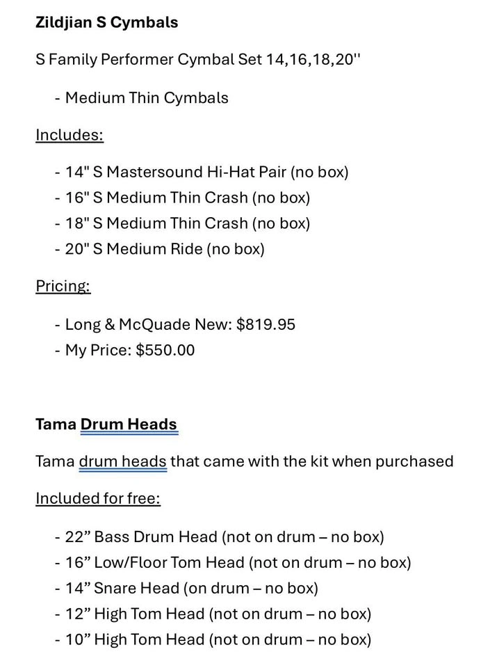 Tama Silverstar Drum Kit + Zildjian Cymbals & Low Volume - photo 4
