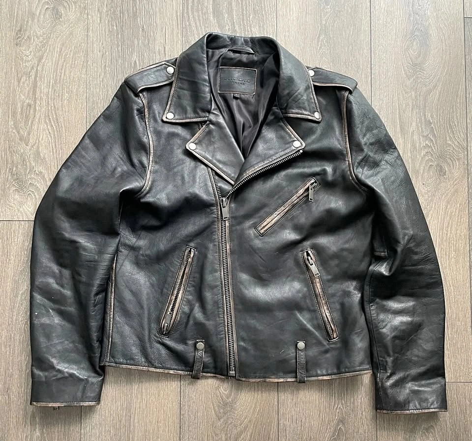 Bolongaro Trevor Antique Leather Biker Jacket Size L