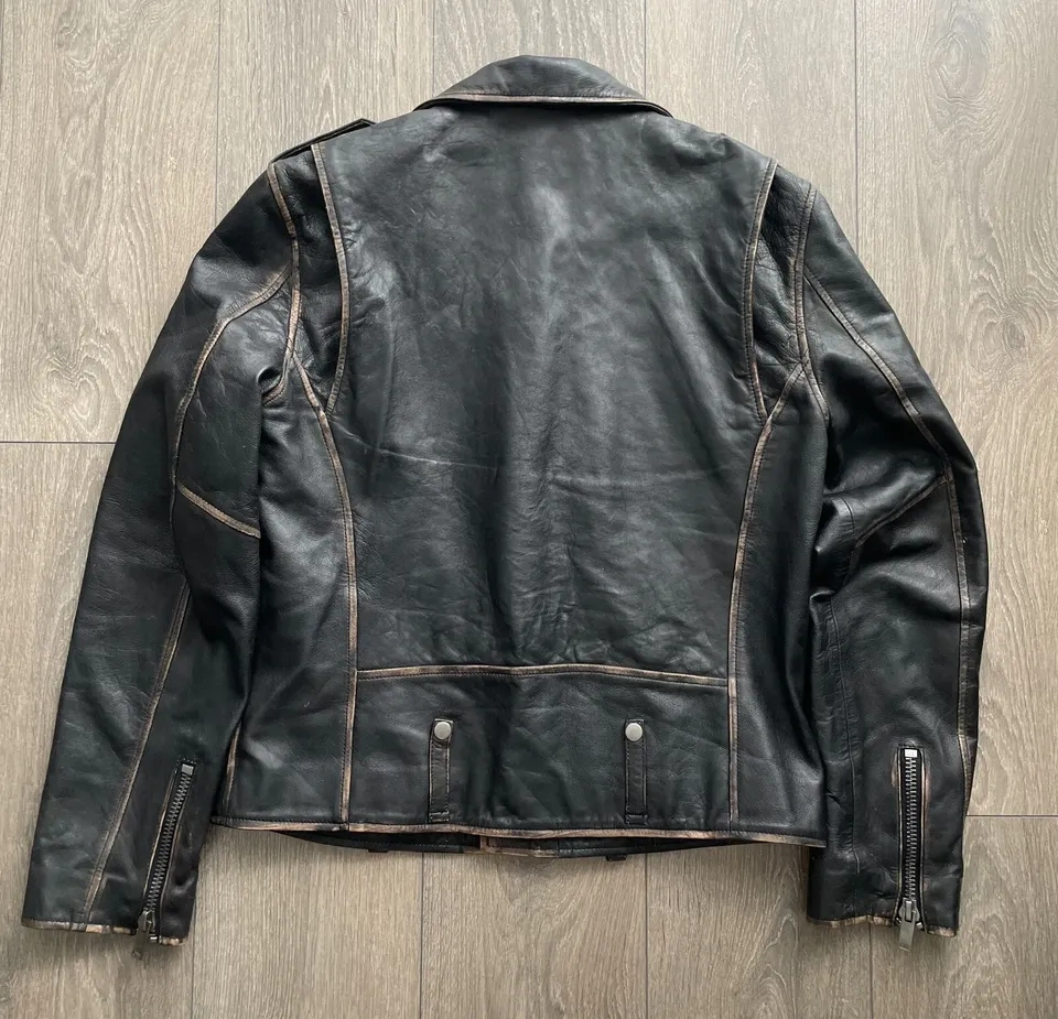 Bolongaro Trevor Antique Leather Biker Jacket Size L - photo 4
