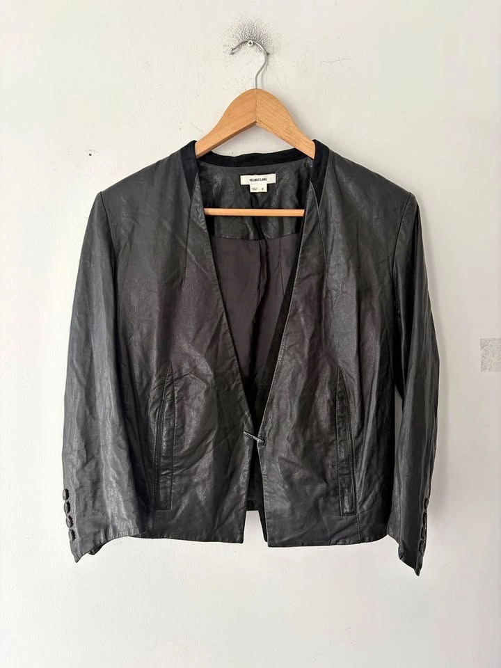 Helmut Lang Black Leather Jacket size 6 READ