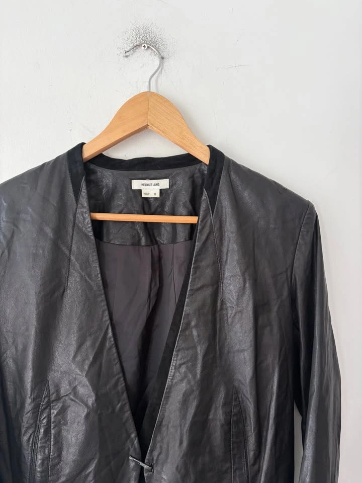 Helmut Lang Black Leather Jacket size 6 READ - photo 2