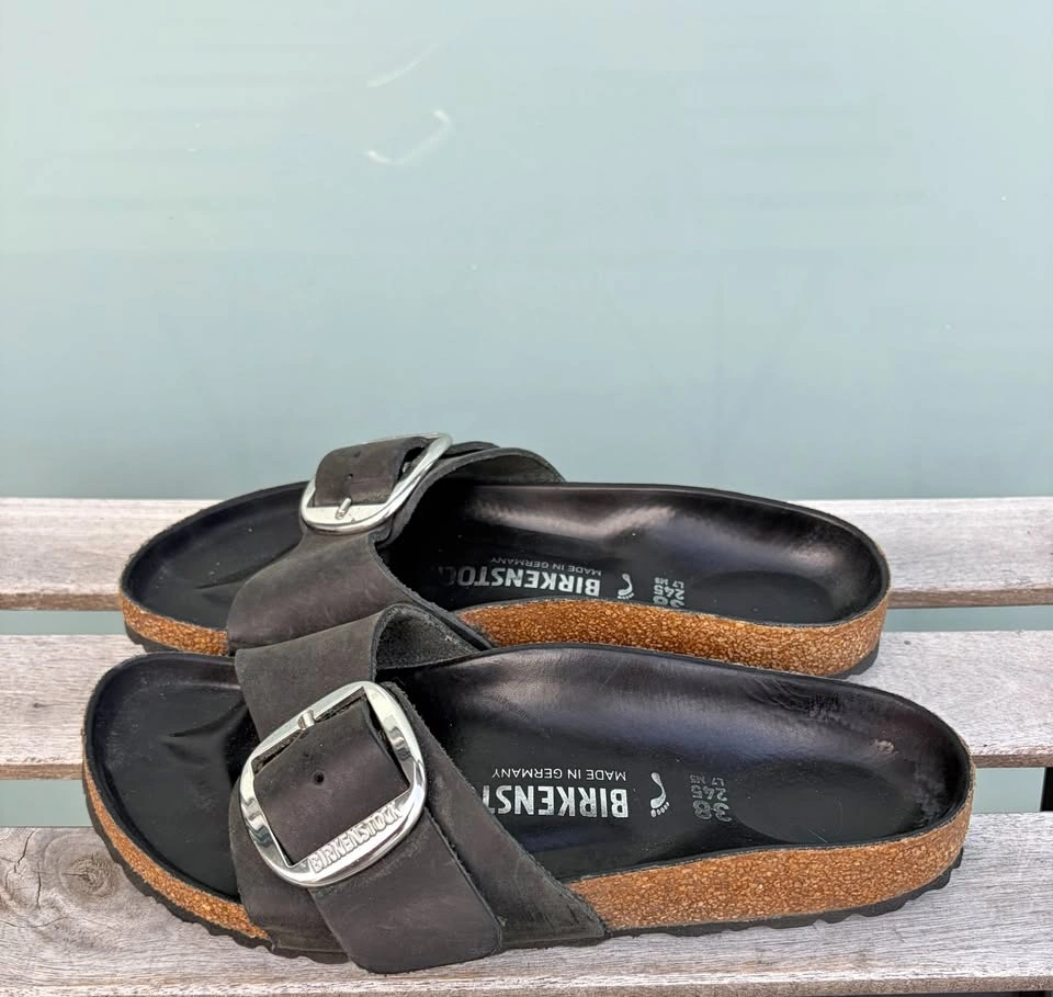 Birkenstock Madrid Big Buckle Women's Black Leather Sandals Size