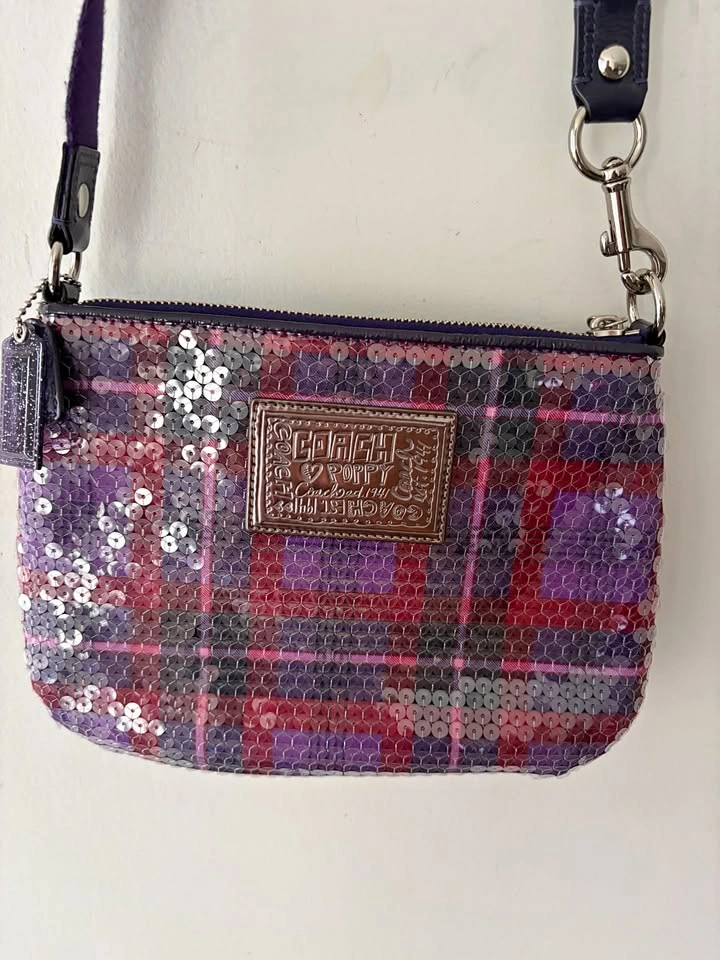 Coach Poppy Sequin Plaid Crossbody Bag