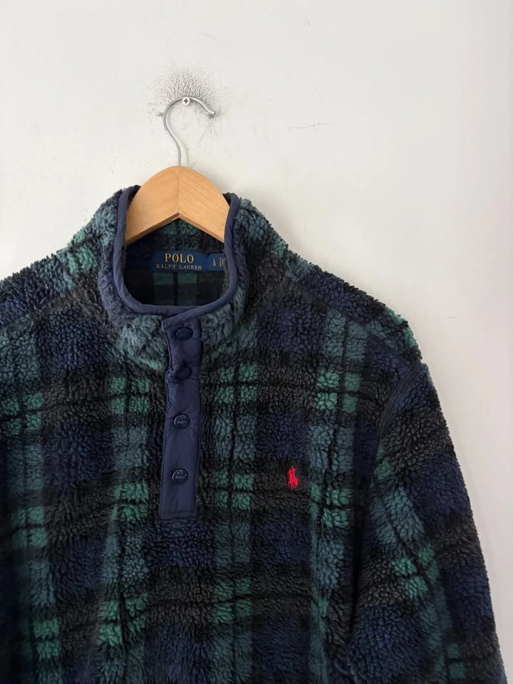 Polo Ralph Lauren Sherpa Plaid 1/2 Snap Fleece Pullover Size L - photo 2