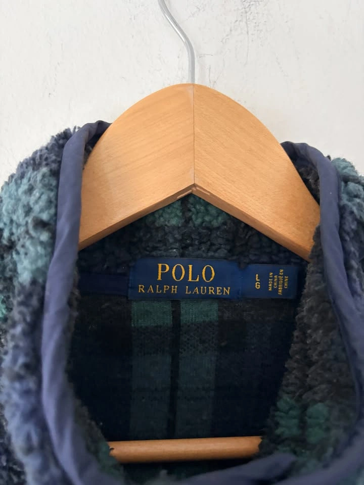 Polo Ralph Lauren Sherpa Plaid 1/2 Snap Fleece Pullover Size L - photo 3