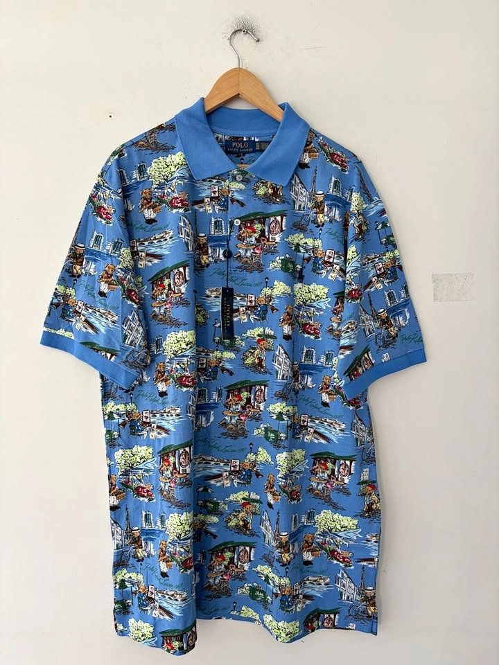 Polo Ralph Lauren Paris Polo Bear Scenic Print Polo Shirt XL