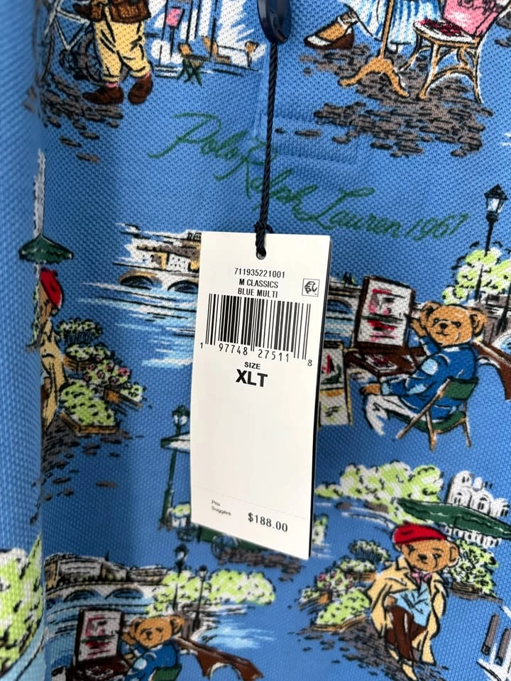 Polo Ralph Lauren Paris Polo Bear Scenic Print Polo Shirt XL - photo 4