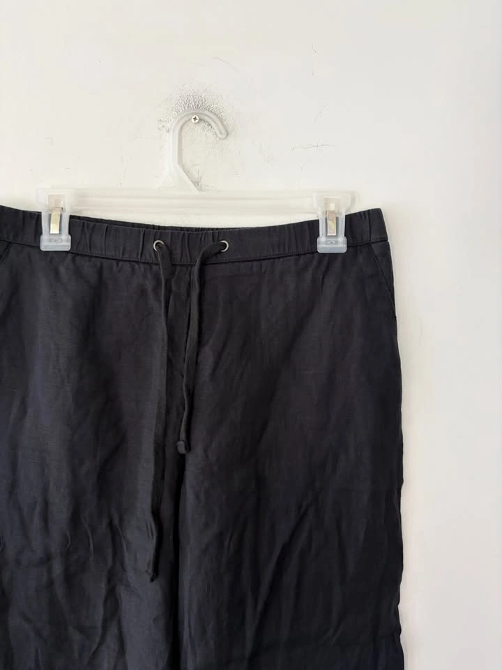 James Perse Linen Black Stretch Waist Drawstring Lounge Pants Si - photo 2