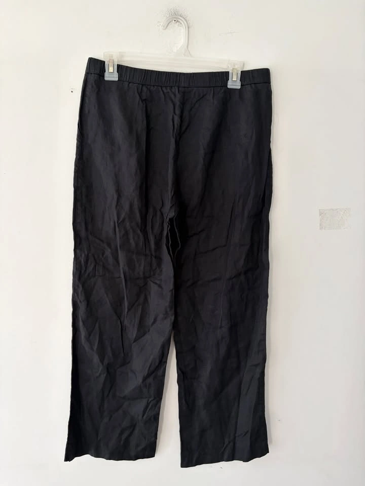 James Perse Linen Black Stretch Waist Drawstring Lounge Pants Si - photo 3