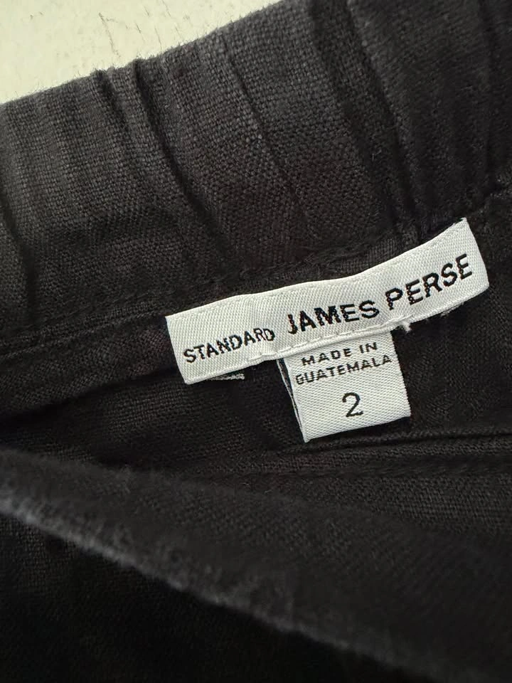 James Perse Linen Black Stretch Waist Drawstring Lounge Pants Si - photo 5