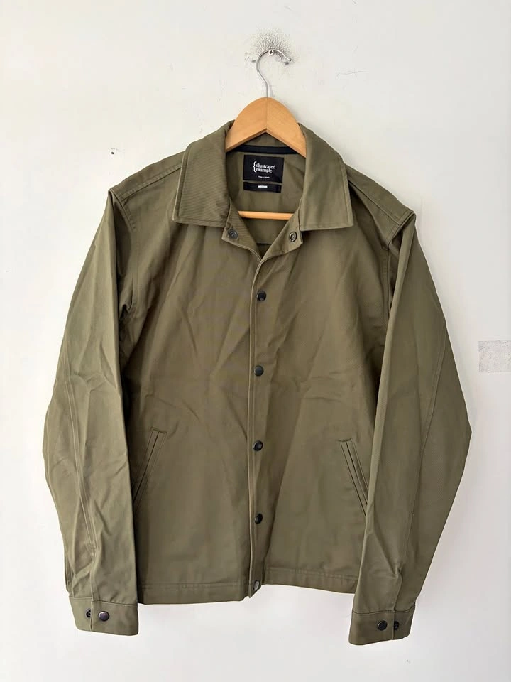 Illustrated Example Canada Green Olive Snap Utility Jacket Size