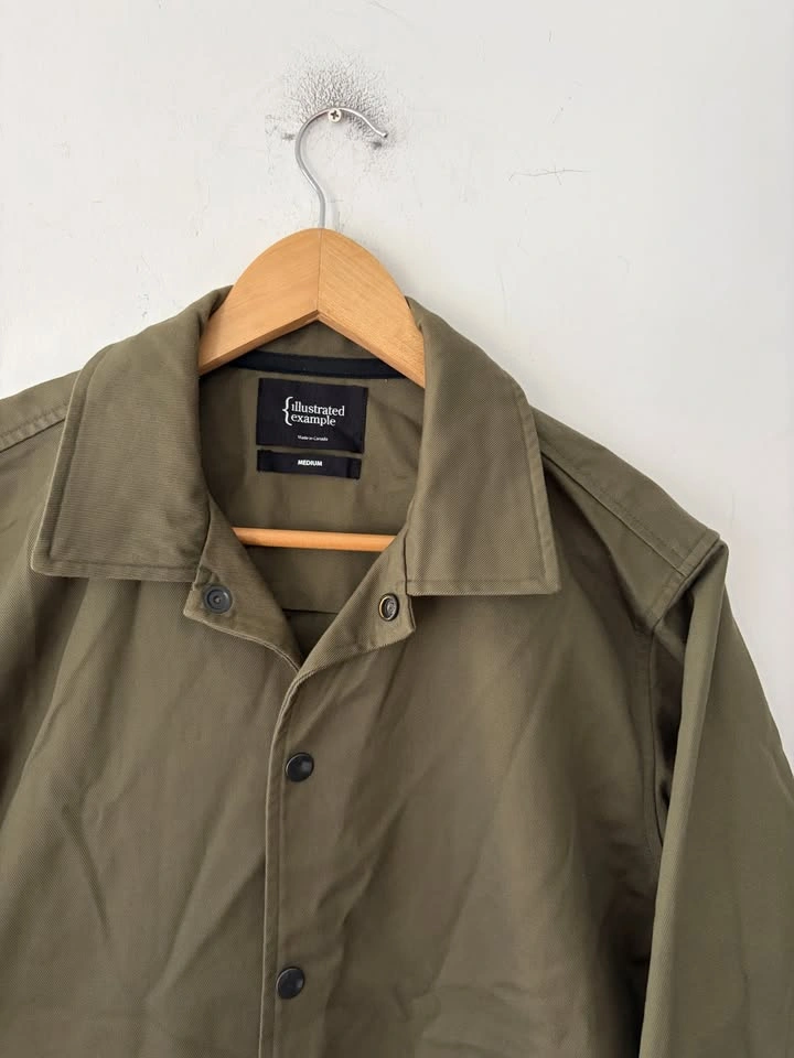 Illustrated Example Canada Green Olive Snap Utility Jacket Size - photo 2