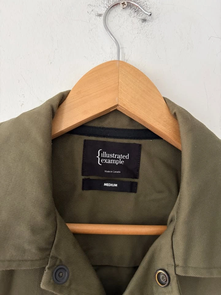 Illustrated Example Canada Green Olive Snap Utility Jacket Size - photo 3