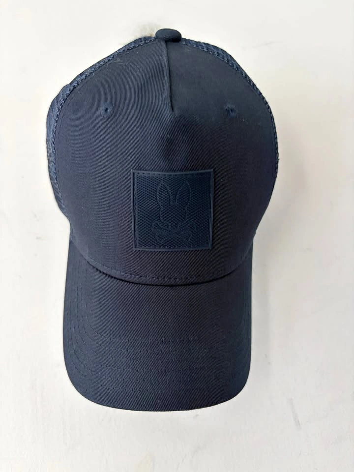 Psycho Bunny Navy Blue Patch Mesh Snapback Cap Hat O/S