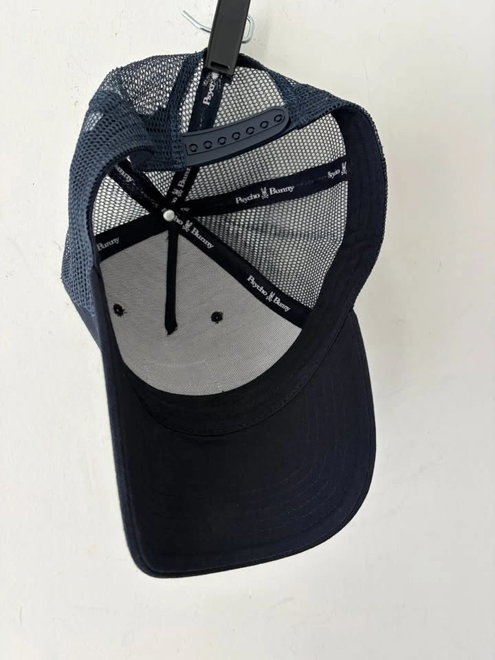 Psycho Bunny Navy Blue Patch Mesh Snapback Cap Hat O/S - photo 3