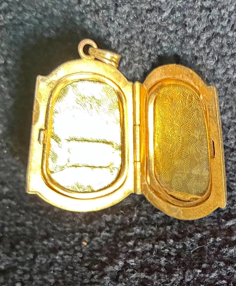 Vintage Gold-Toned Book Shaped Photo Locket Pendant