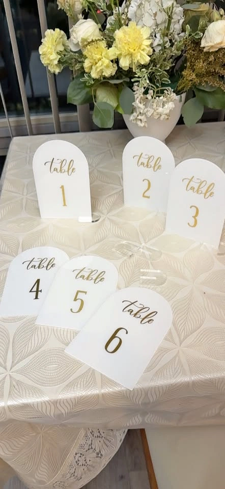 White Arched Table Number Cards 1-6