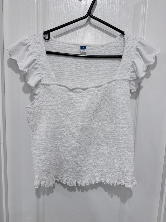 Old Navy White Smocked Top