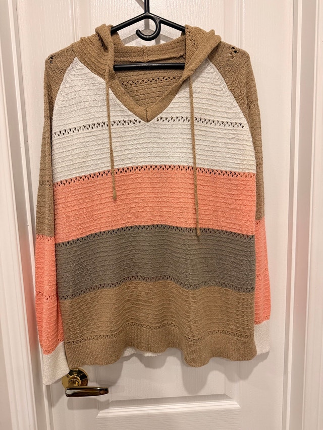Striped Hooded Knit Sweater