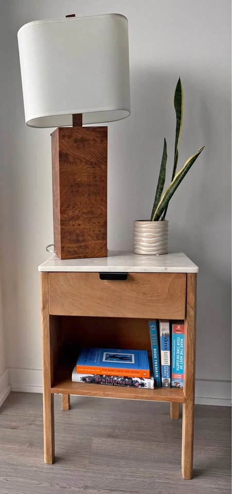 Marble Top Wood Nightstand