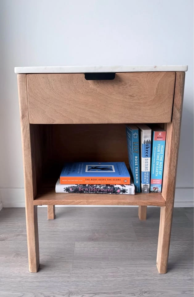 Marble Top Wood Nightstand - photo 2