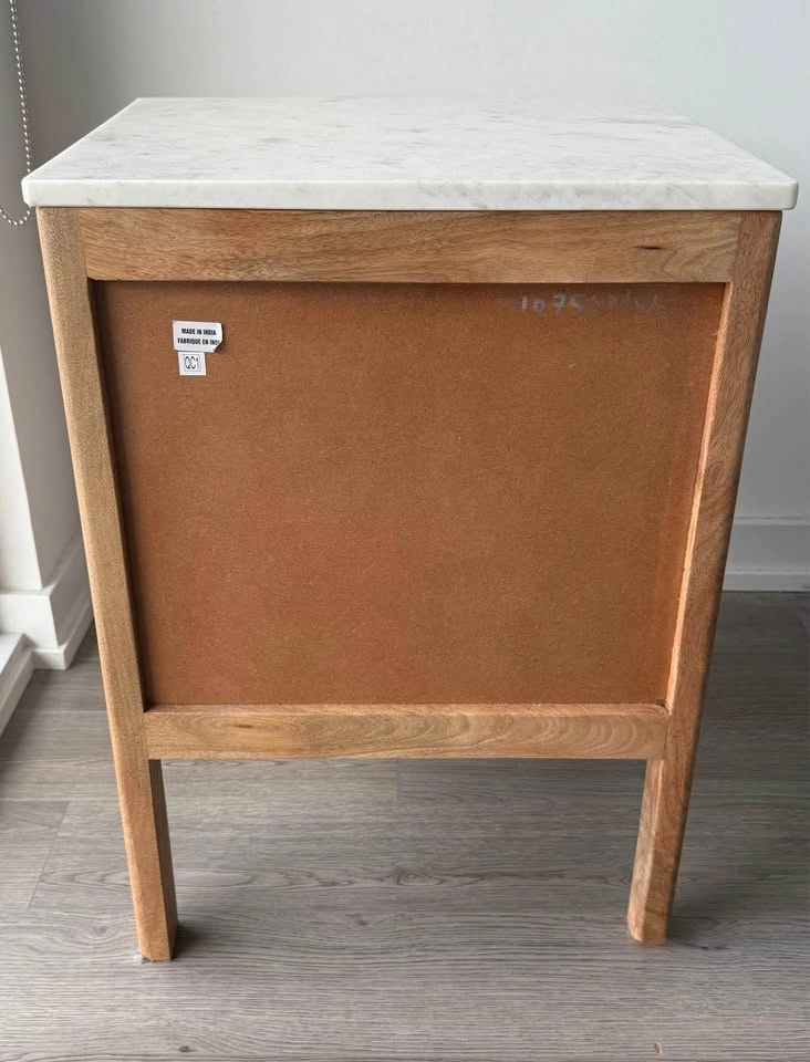Marble Top Wood Nightstand - photo 3