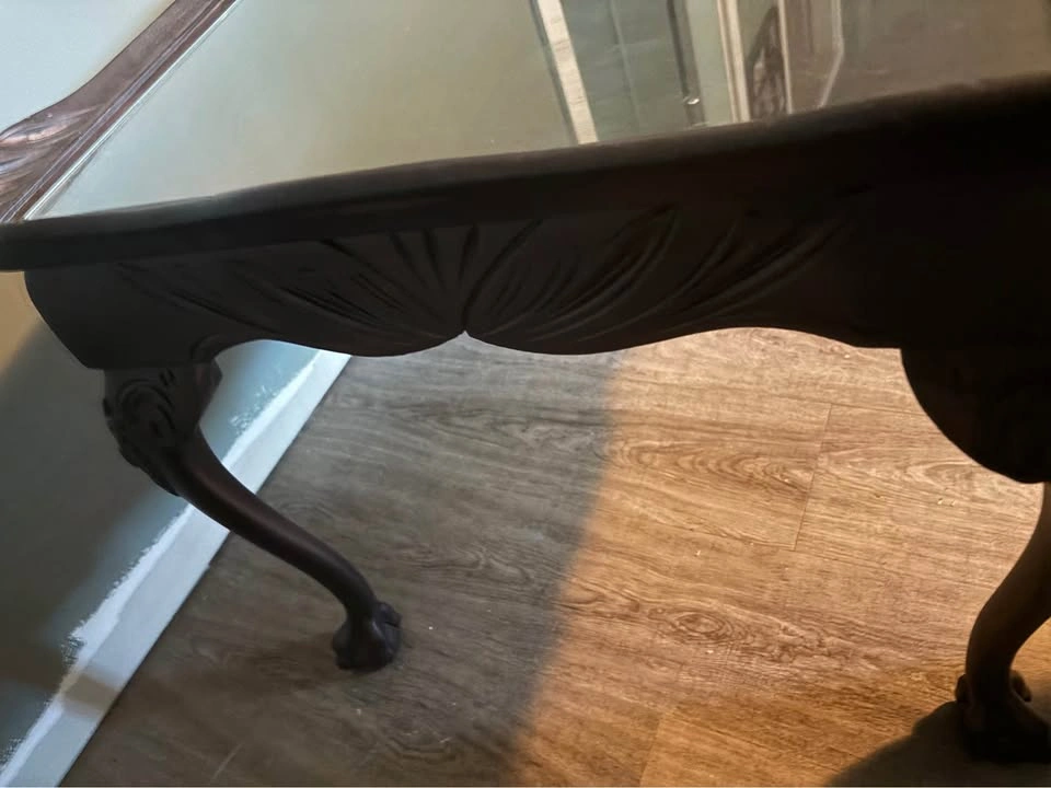 Custom Handmade Solid Mahogany Coffee Table with Glass Inlay - photo 2