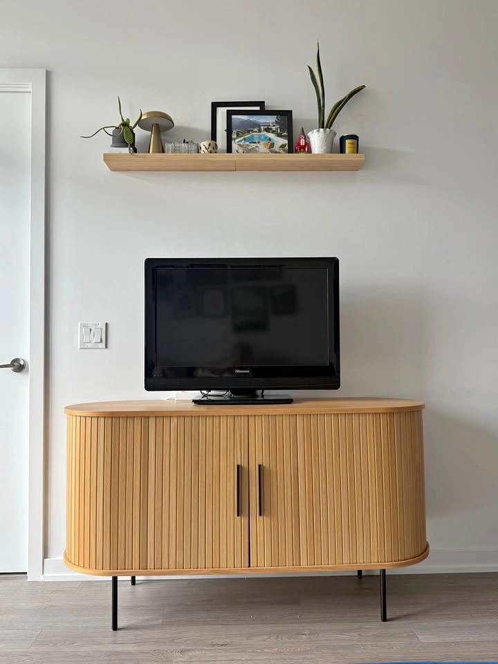 Mid-Century Style Fluted Engineered Oak Sideboard / Media Unit