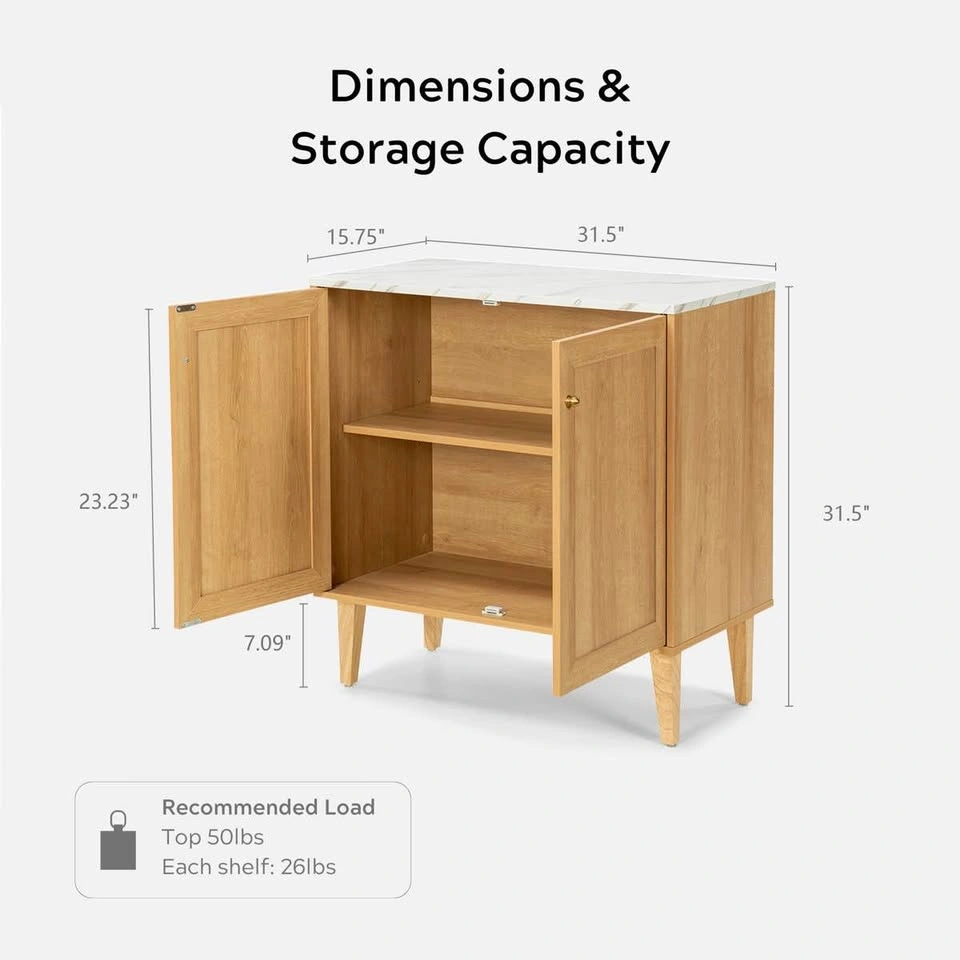 Wood Grain Storage Cabinet with Marble Top - photo 2