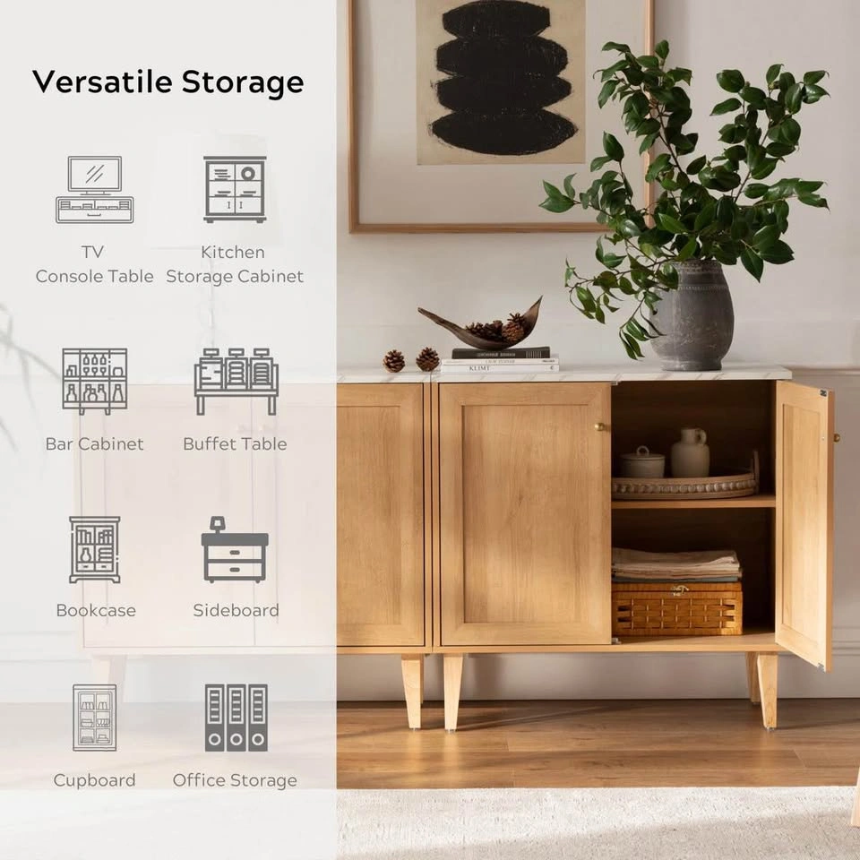 Wood Grain Storage Cabinet with Marble Top - photo 3