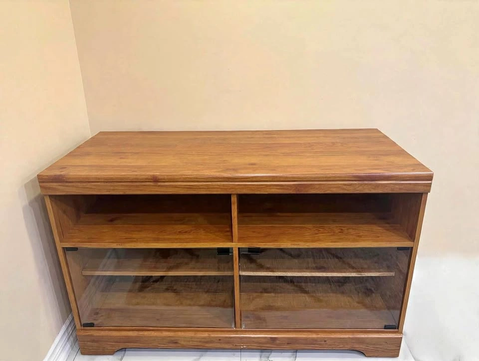 Wooden TV table with Glass Doors