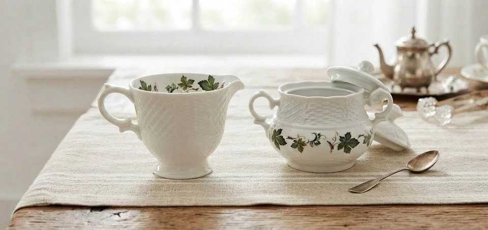 Vintage Marlborough Old English Ironstone Concord Creamer & Suga