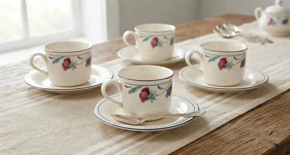Vintage Lenox Chinastone "Poppies on Blue" Cup & Saucer Set