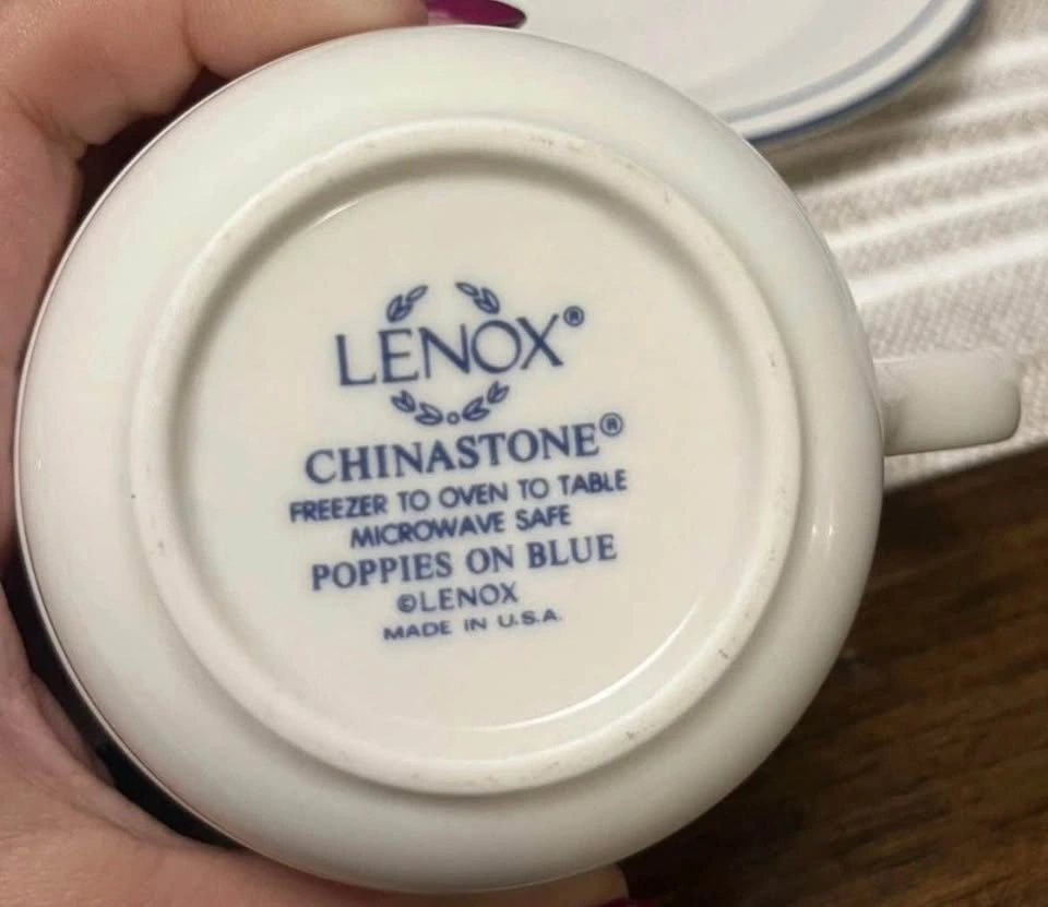 Vintage Lenox Chinastone "Poppies on Blue" Cup & Saucer Set - photo 4