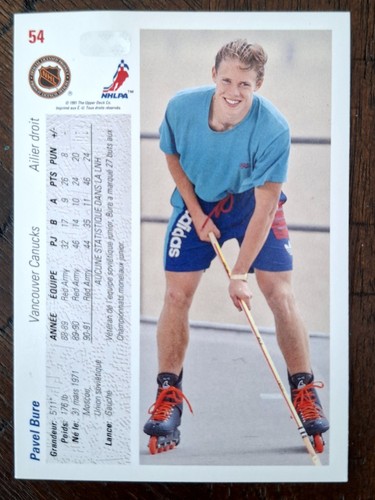 1991-92 Upper Deck French Pavel Bure Rookie Card #54 - photo 2