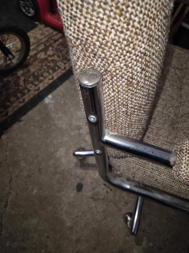 Vintage Chrome and Tweed Office Chair - photo 3