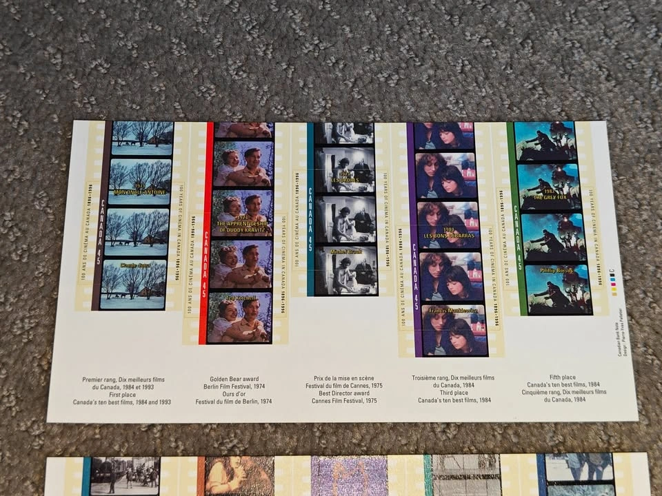 Stamp Sheets 1996 Canada Cinema Souvenir Film History - Set of 2 - photo 2