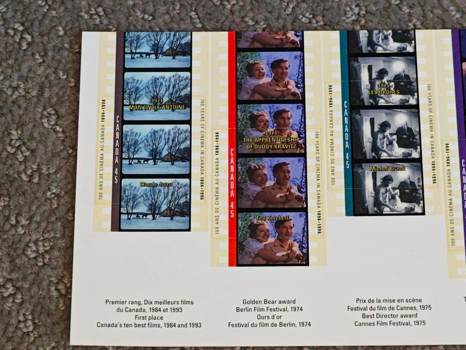 Stamp Sheets 1996 Canada Cinema Souvenir Film History - Set of 2 - photo 3