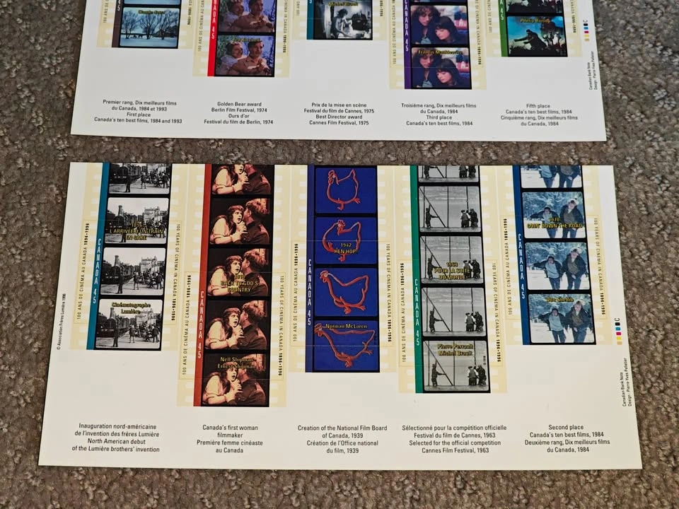 Stamp Sheets 1996 Canada Cinema Souvenir Film History - Set of 2 - photo 5